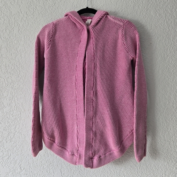 Ivivva Lululemon Girls 12 Pink Hooded‎ Knit Sweater w Pockets and Snap Closure - Picture 1 of 6